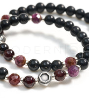 Black and Ruby Beaded Bracelets